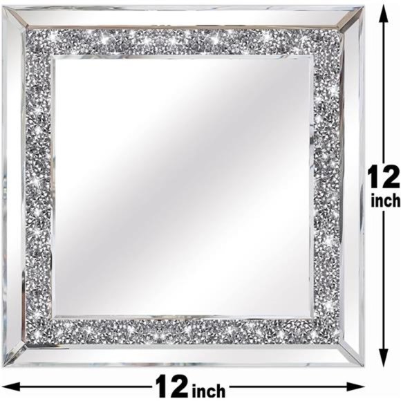 2PCS Crystal Rhinestone Diamond Wall Mirror.Brilliant Hand-Spliced Glass Mirror - Picture 7 of 7